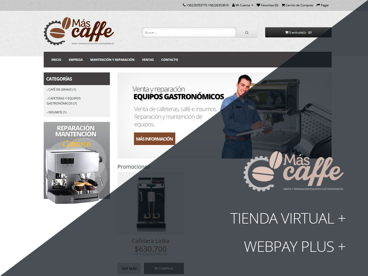 Tienda Virtual y WebPay Plus para Más Caffe