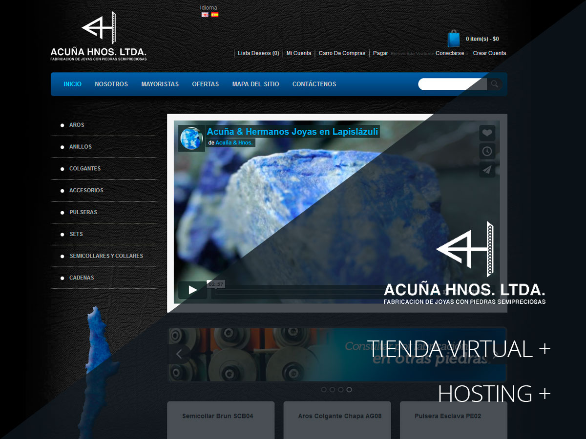 Tienda Virtual, Hosting y Webpay Plus para Acuña Hermanos